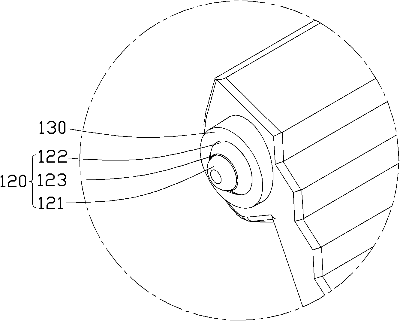 Shell product with ball head rotating shaft