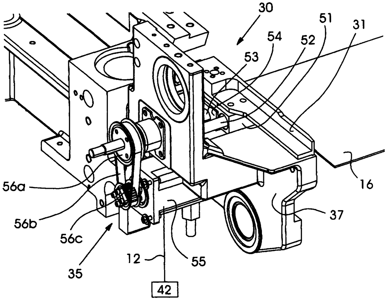 Device for cutting products on three sides