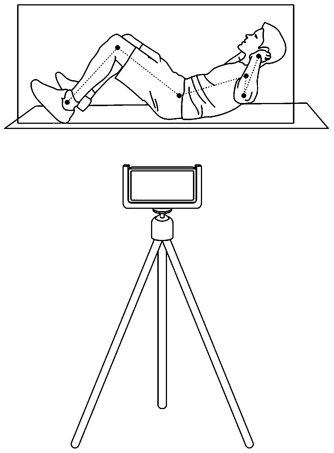 Sit-up detection system and method based on human body and skeleton key point recognition