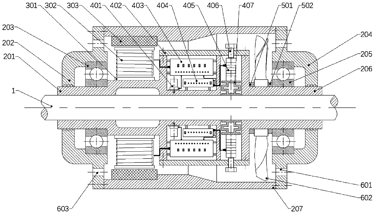Self-powered rotary shaft vibration active control system and active control method