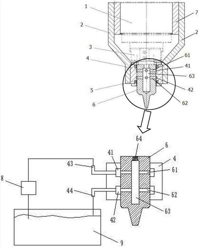 Water-cooling stirring head used for friction stir welding and water cooling circulation method