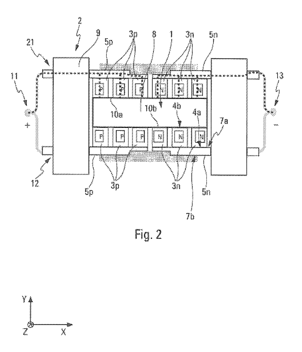 Thermoelectric device, in particular intended to generate an electric current in a motor vehicle