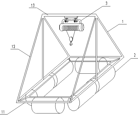 Pontoon-type submersible sewage pump lifting device