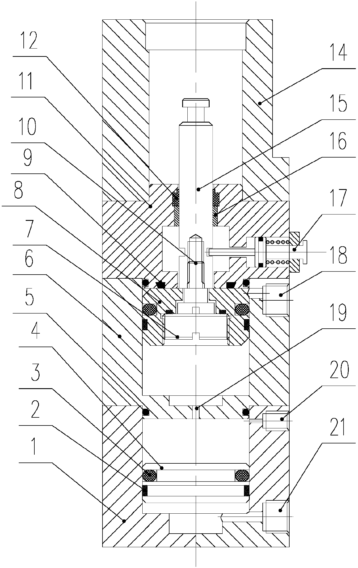 A floating piston rod gas-hydraulic damping cylinder