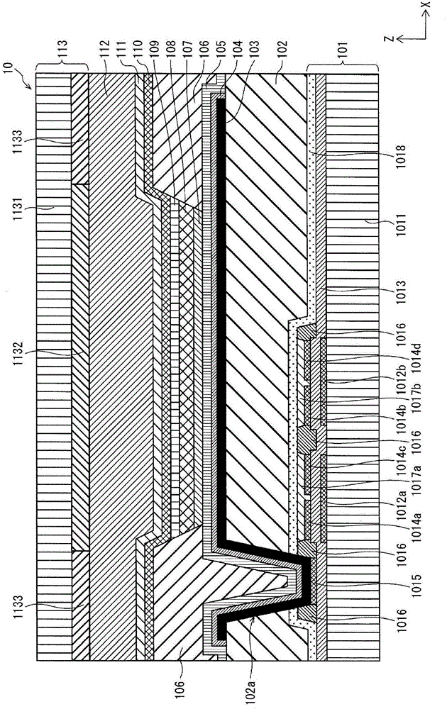 Thin film transistor device and manufacturing method thereof, organic el display element and organic el display device