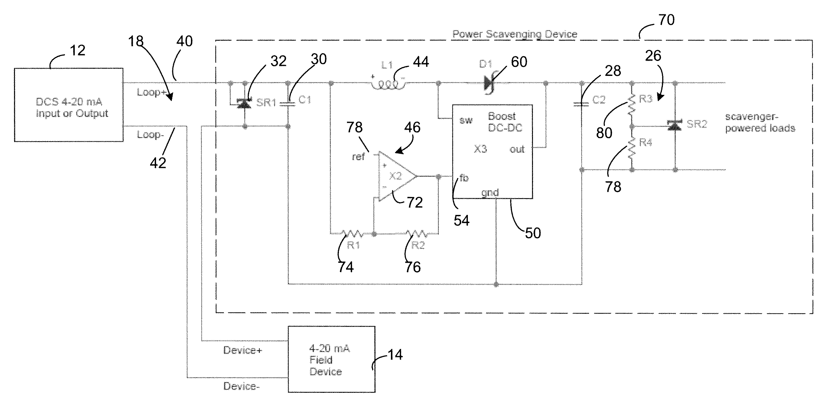 Input regulated DC to DC converter for power scavenging