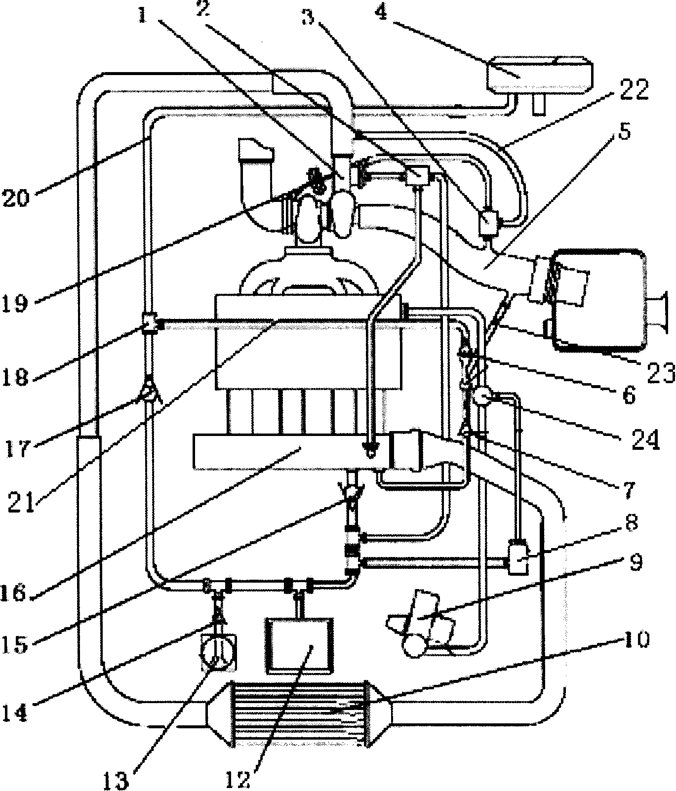 Vacuum system of engine with supercharger
