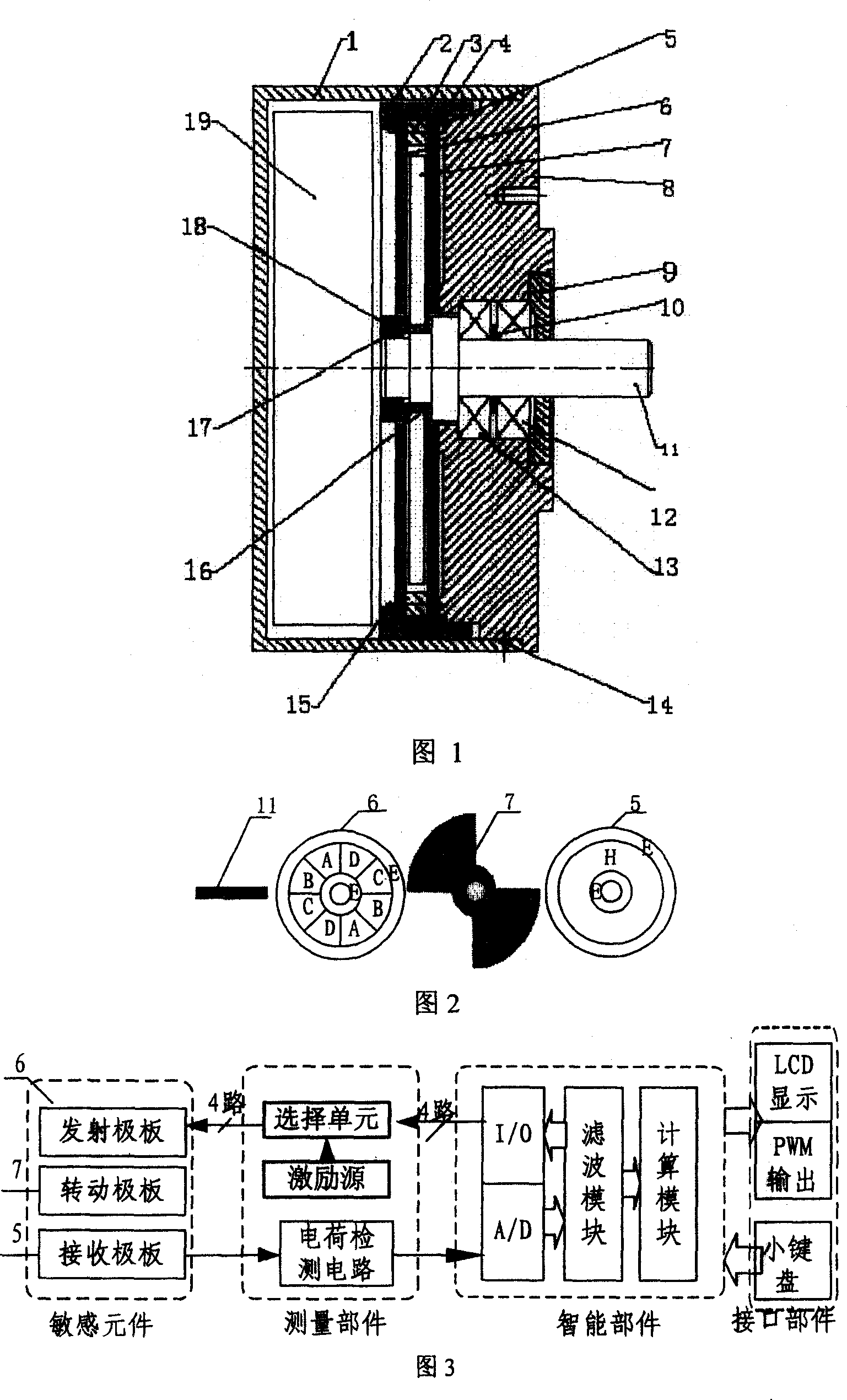 Digit capacitance type interactive programmable angular displacement sensor in output mode