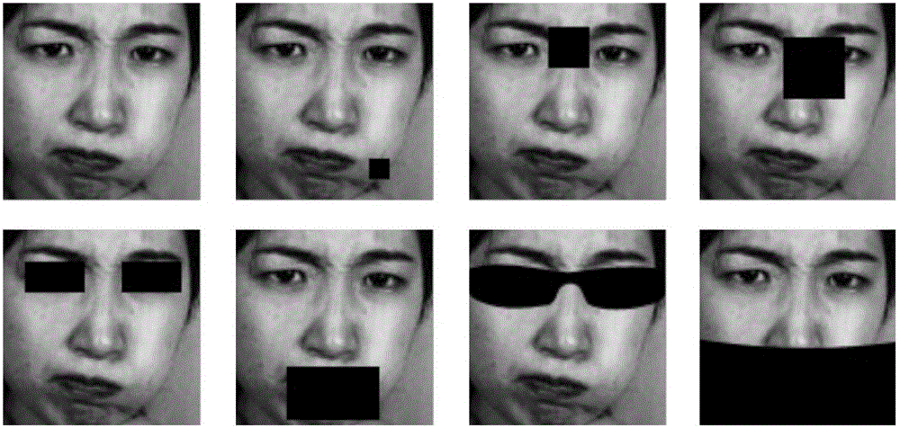 Face expression identification method based on partially shielded image