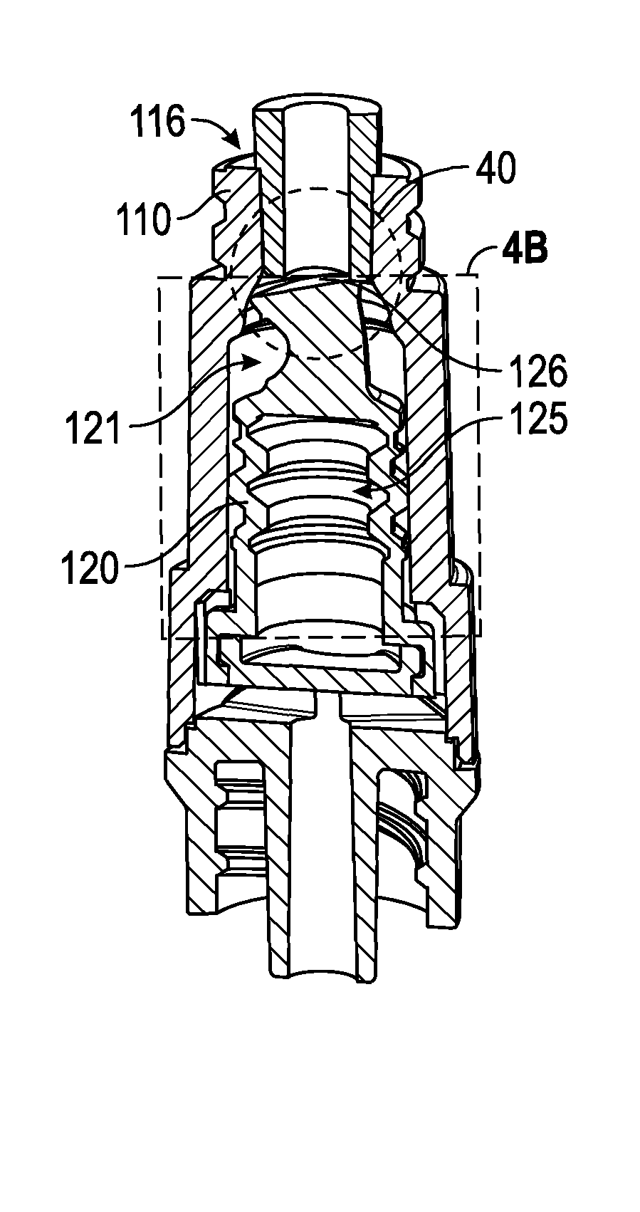 Needleless connector with a tortuous fluid flow path