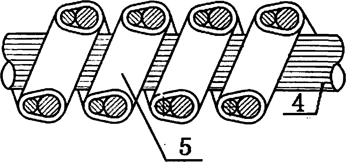 Method and structure for helically coiling left, left and right three-segment type energy-saving filament