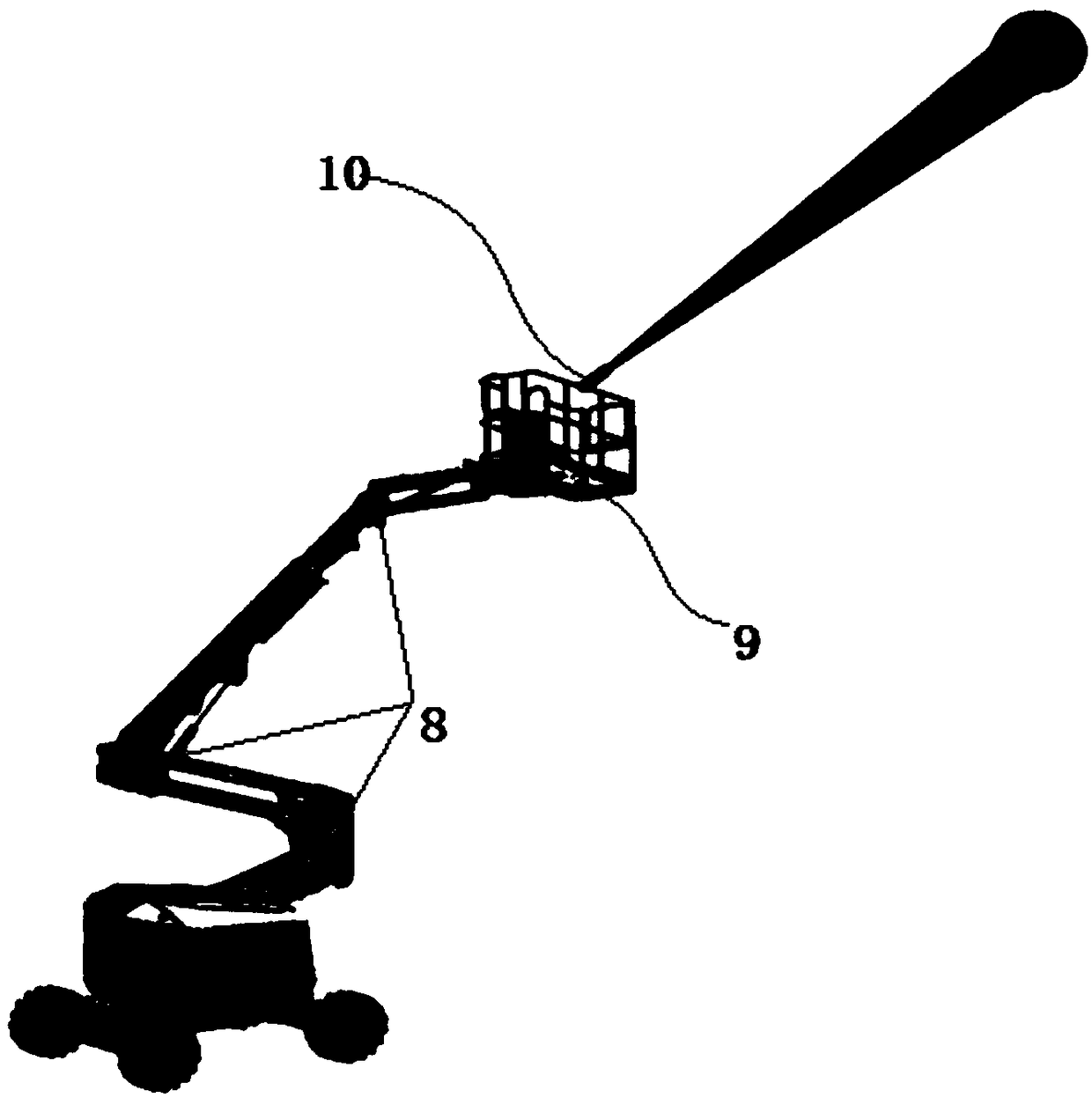 Aerial work equipment navigation positioning device, positioning method and aerial work equipment