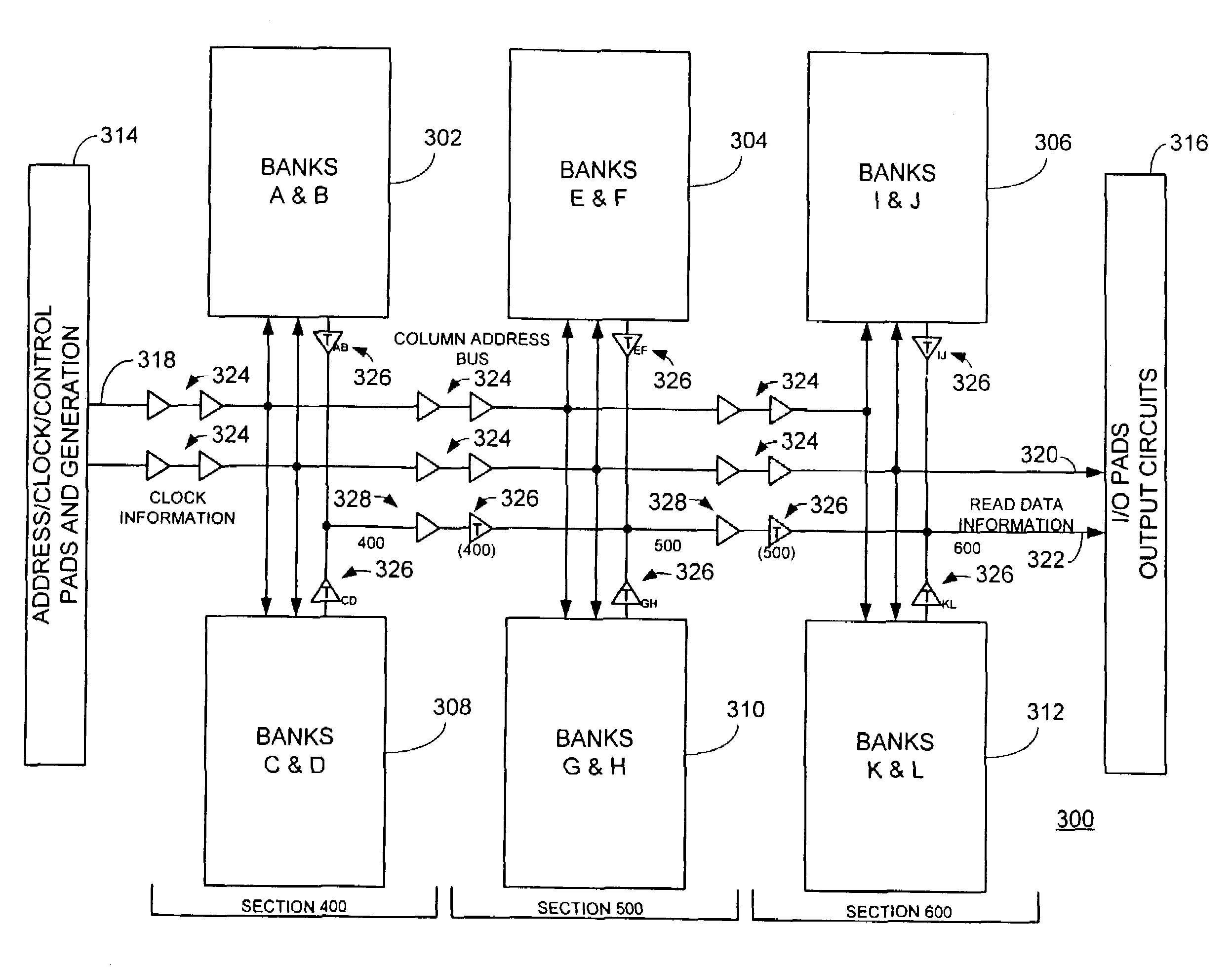 Integrated circuit memory architecture with selectively offset data and address delays to minimize skew and provide synchronization of signals at the input/output section