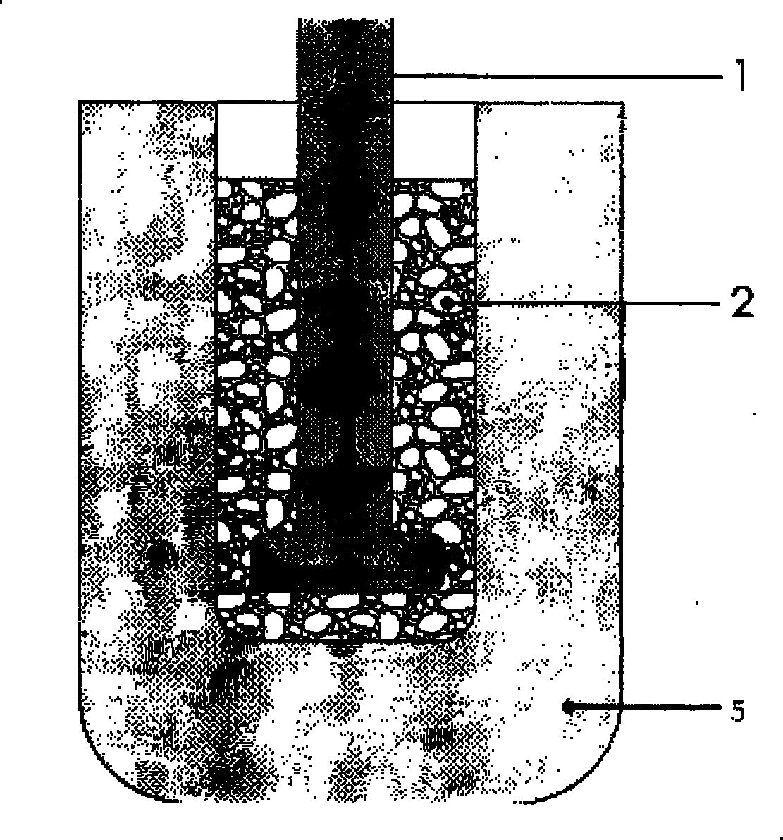 Connection structure of aluminum electrolysis ceramic matrix inert anode and metal guide rod, and preparation thereof