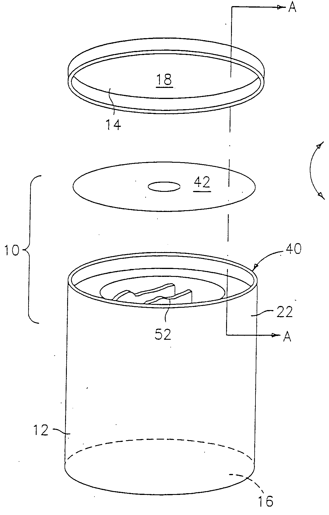 Packaging device for disc-shaped items and related materials and method for packaging such discs and material