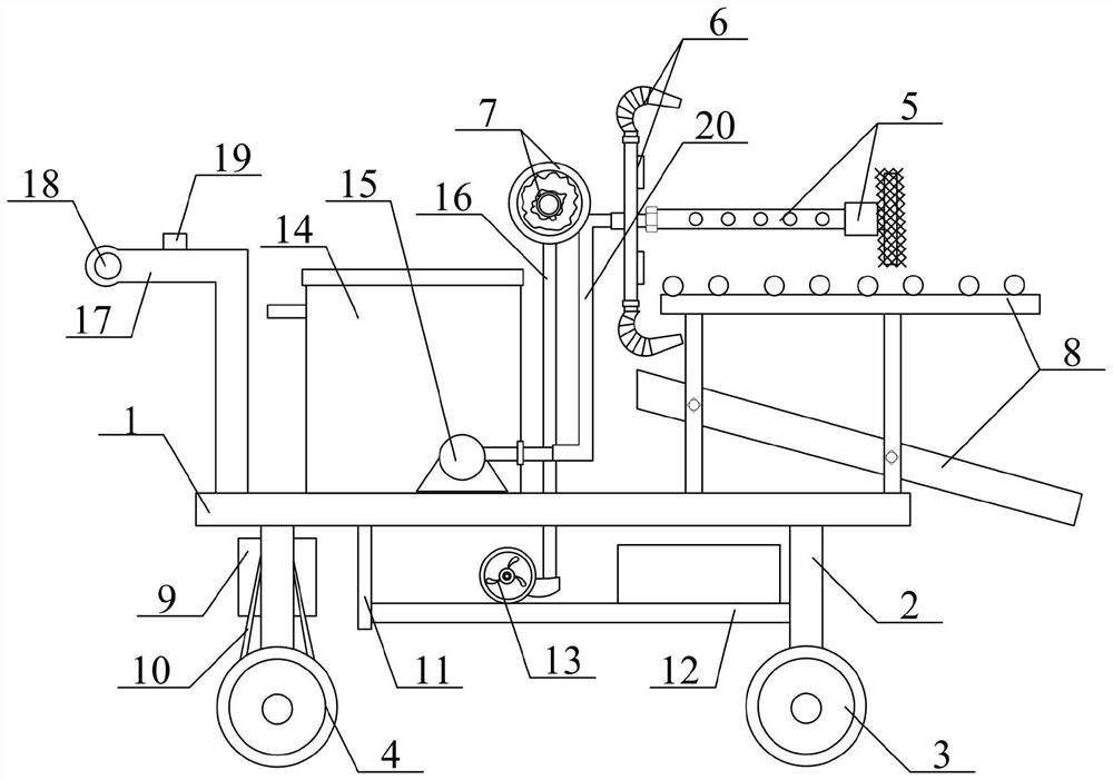 Flushing and cleaning device for petroleum fracturing acidizing fluid spraying box body and pipe column