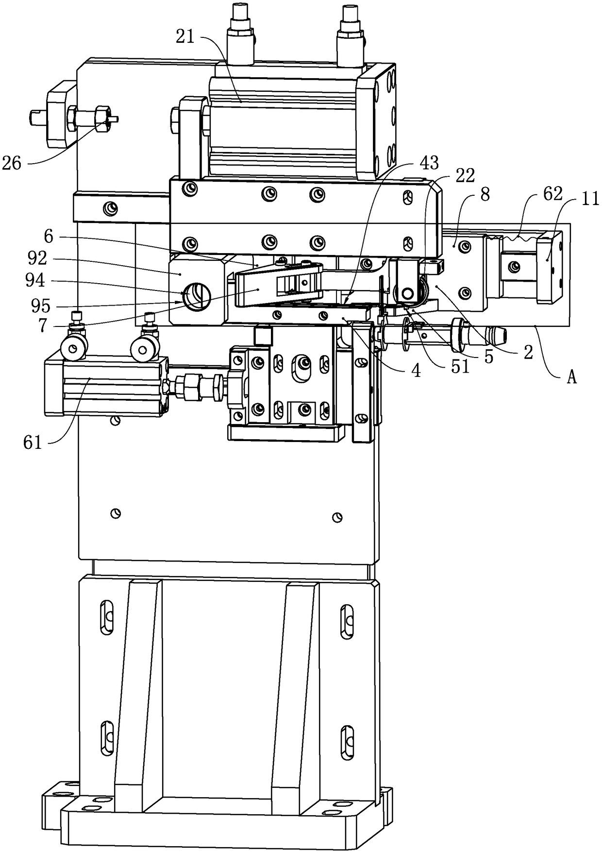 Terminal bending mechanism and bending method thereof and automobile coil winding spot welding assembly line