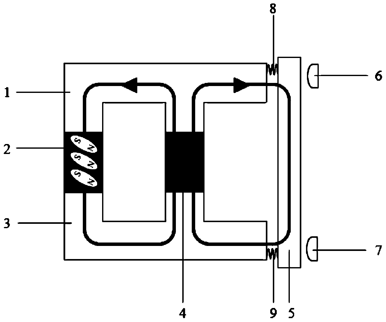 Negative magnetostriction control relay device