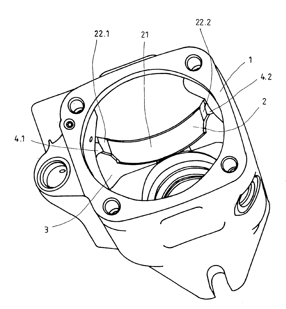 Adjustable axial piston machine having a bearing shell for the pivot cradle
