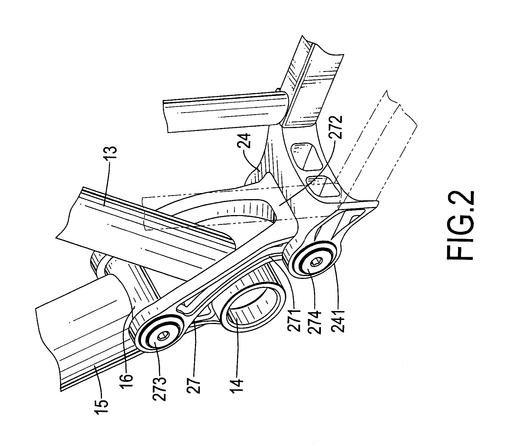 Bicycle frame with a counter-rotating four bar linkage system