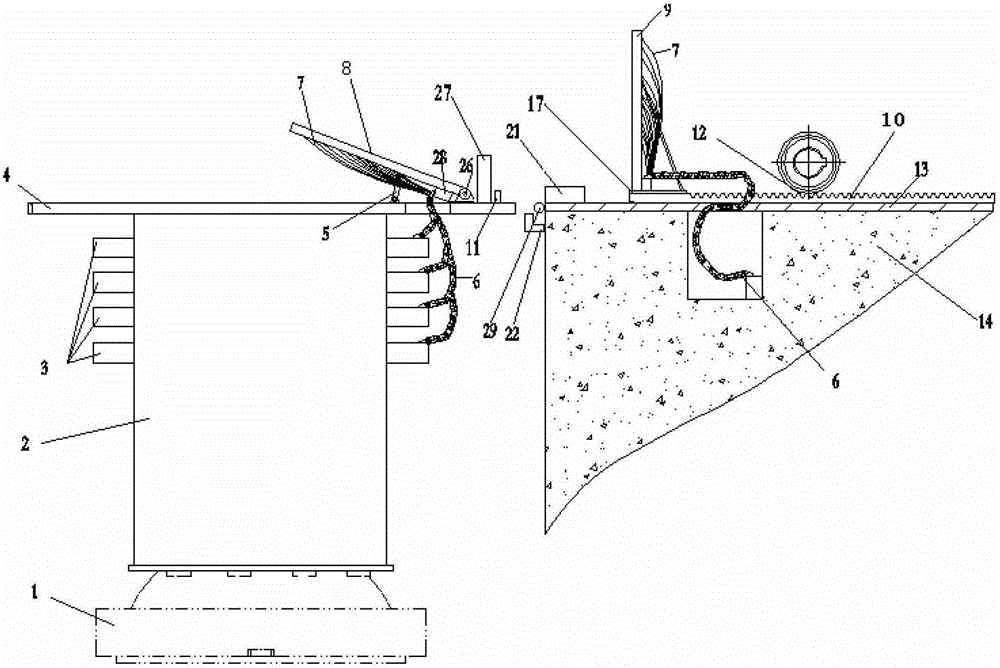 A cable bridge structure for laying cables on top of a nuclear power plant reactor