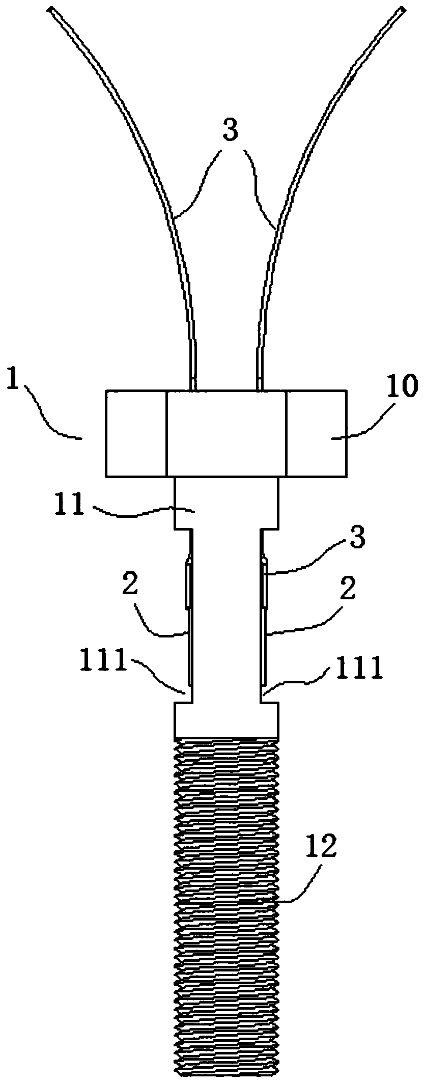 Axial force measuring bolt structure and measuring method