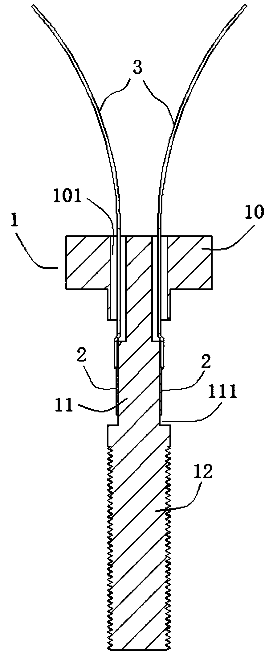 Axial force measuring bolt structure and measuring method