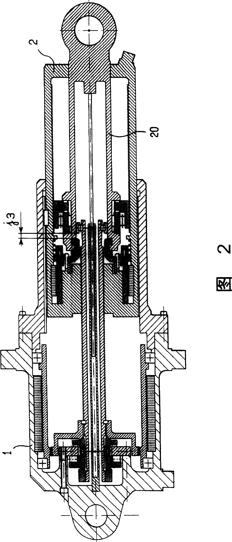 Telescopic actuator with a main rod and an auxiliary rod, and method applying said actuator