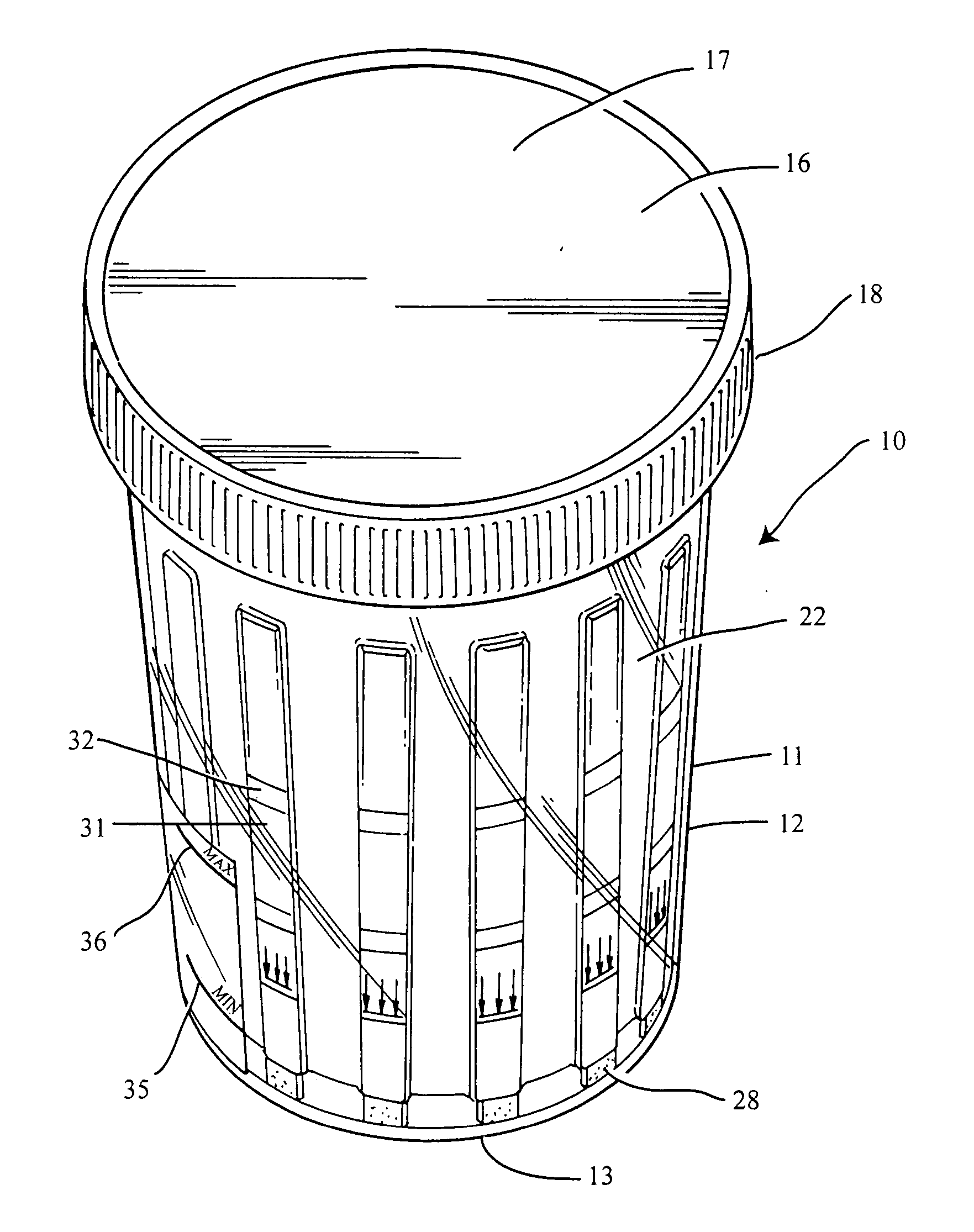 Assay device and process for the testing of fluid samples