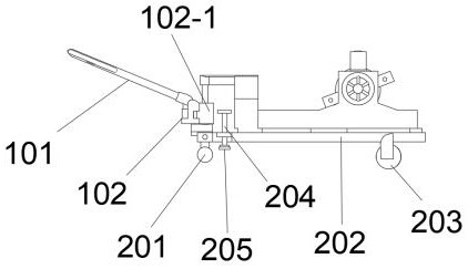 Material conveying trolley device for enameled flat wire production