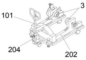 Material conveying trolley device for enameled flat wire production