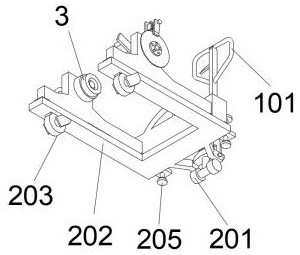 Material conveying trolley device for enameled flat wire production