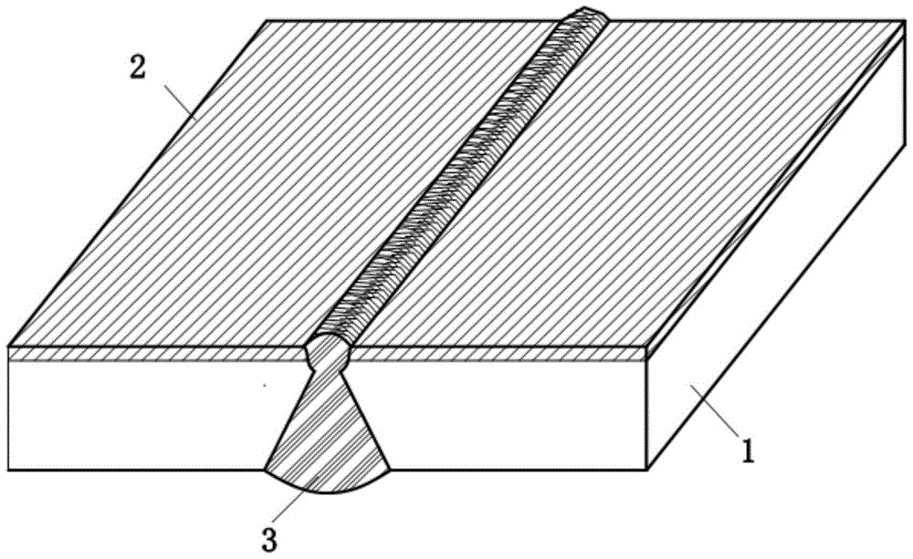 A welding process of titanium-containing metal layer/pipeline steel layer composite plate based on vanadium/copper solid solution transition connection