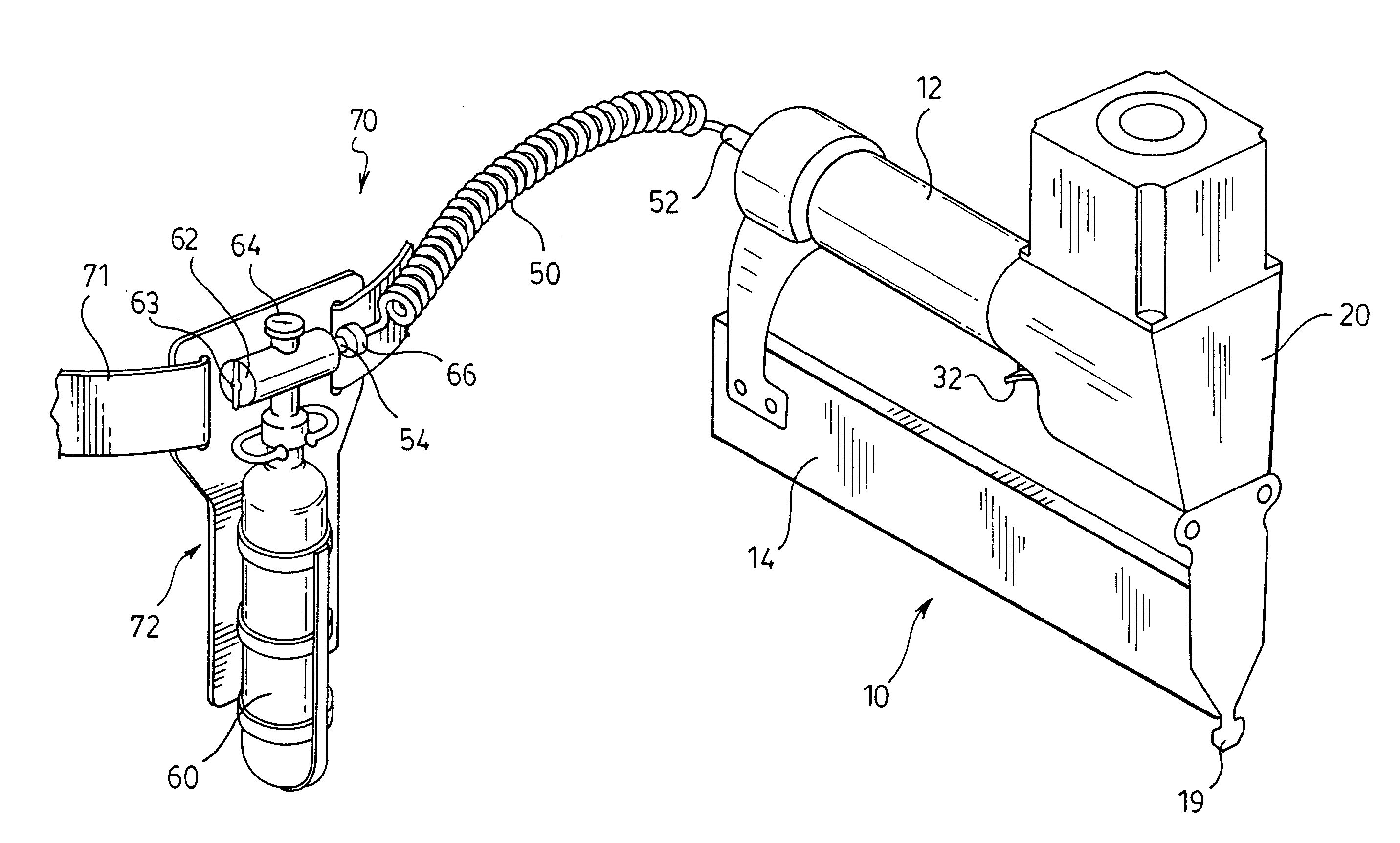 Pneumatic fastener driving system with self-contained gas source