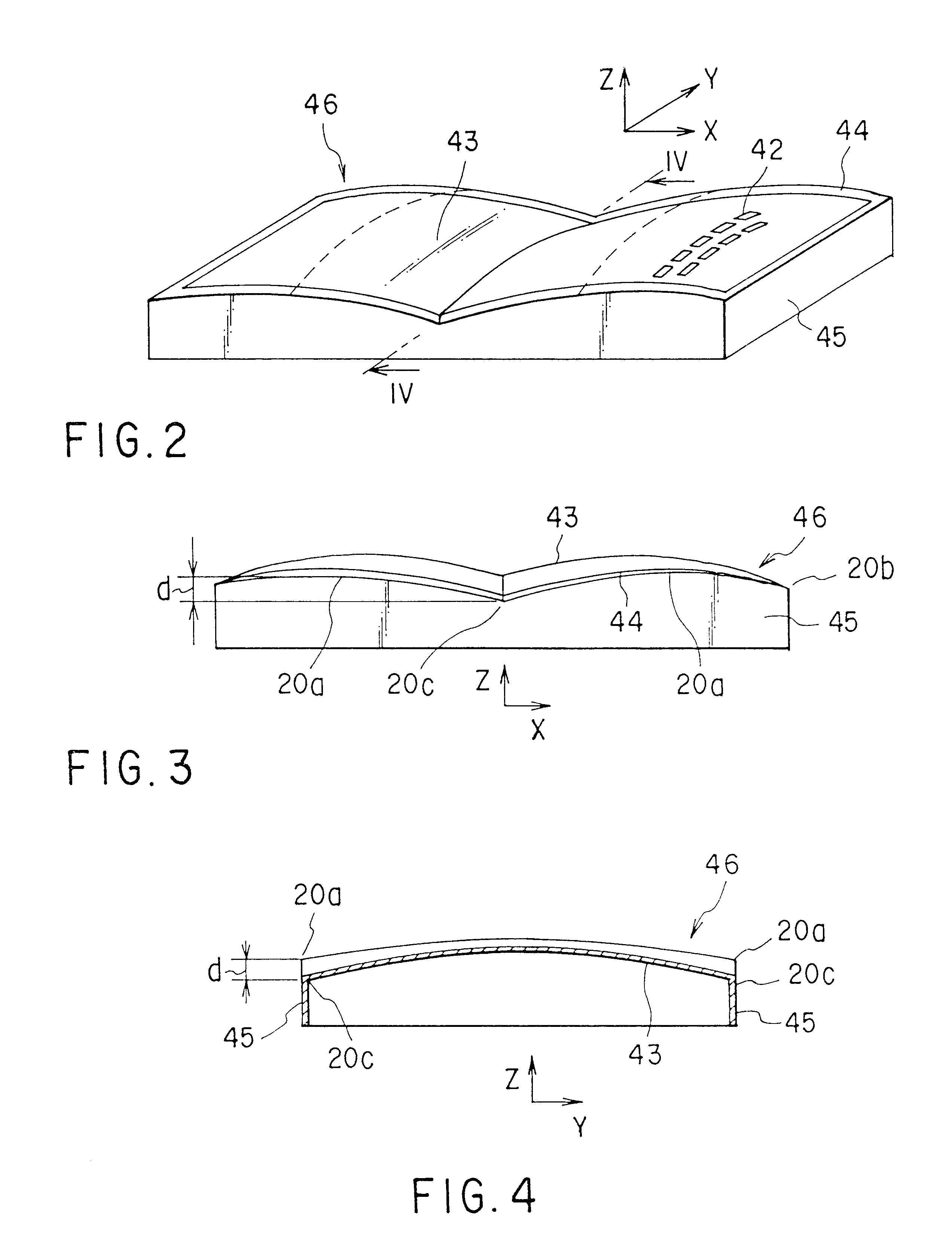 Color cathode ray tube with curved shadow mask having central recessed portions