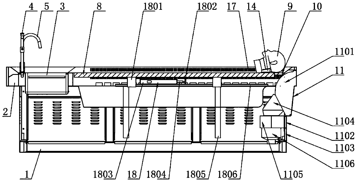 Displacement type autopsy table