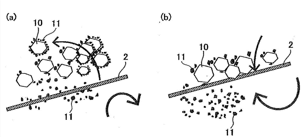 Device for removing and method for removing powder adhering to raw material for manufactured steel