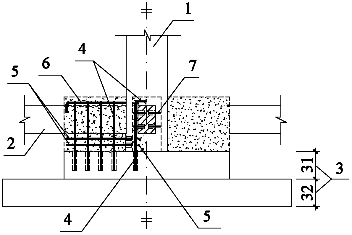 Reinforcing method for improving bend and shear bearing capacity of independent foundation