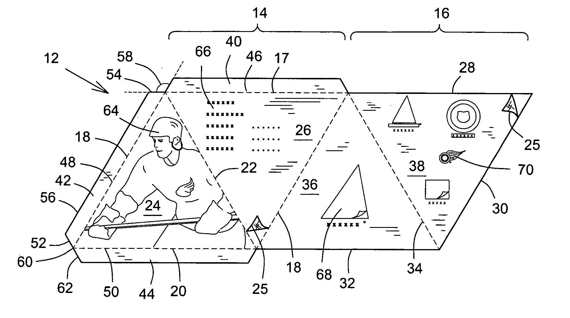 Three-dimensional display form and blank
