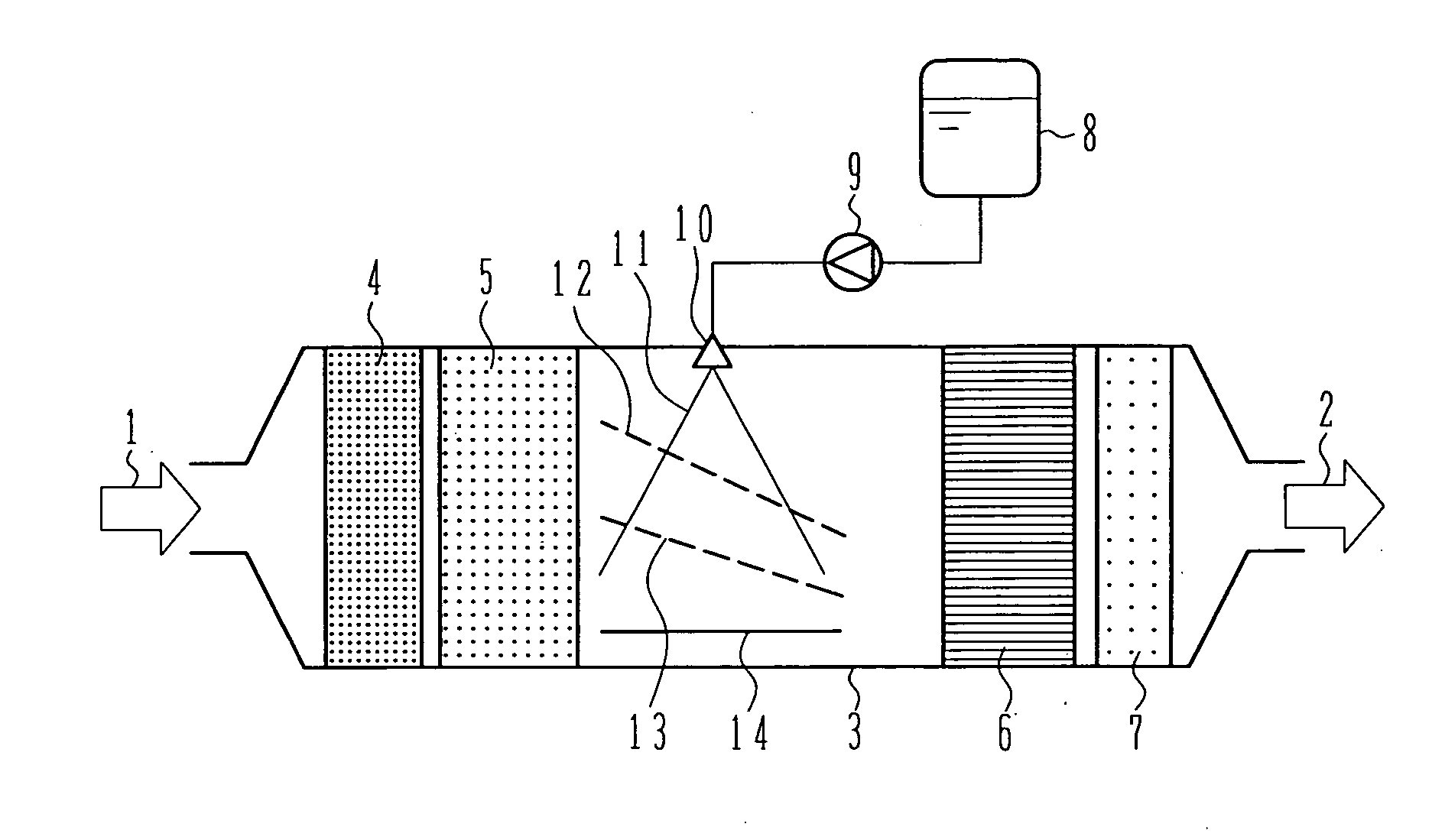 Exhaust aftertreatment system using urea water