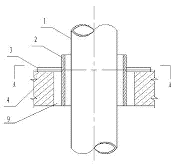 Method for grouting floor slab bushing hole reservation preembedding die and grouting die