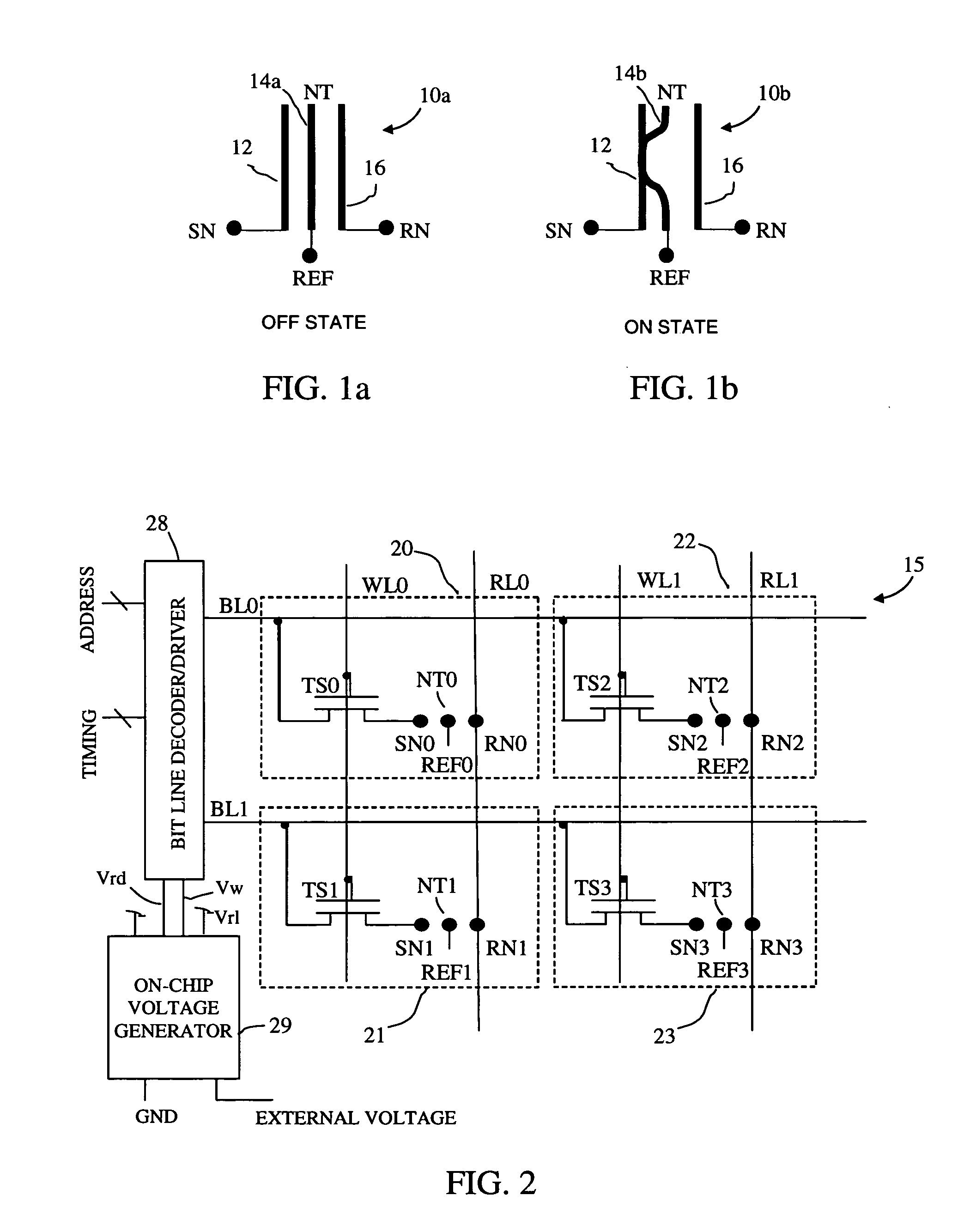 Non-volatile RAM cell and array using nanotube switch position for information state