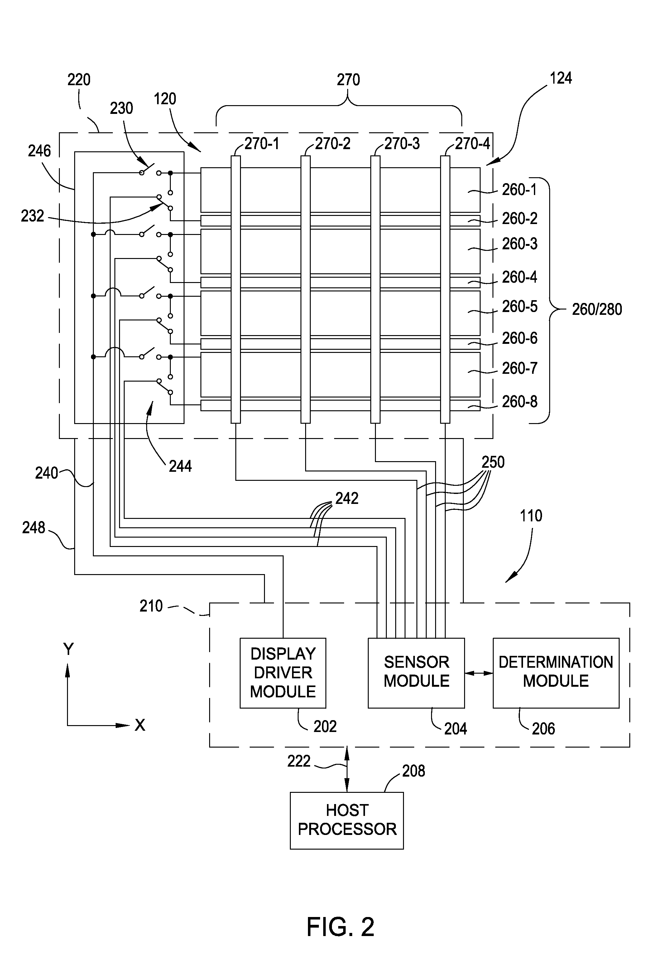 Display device having an integrated sensing device with improved proximity sensing
