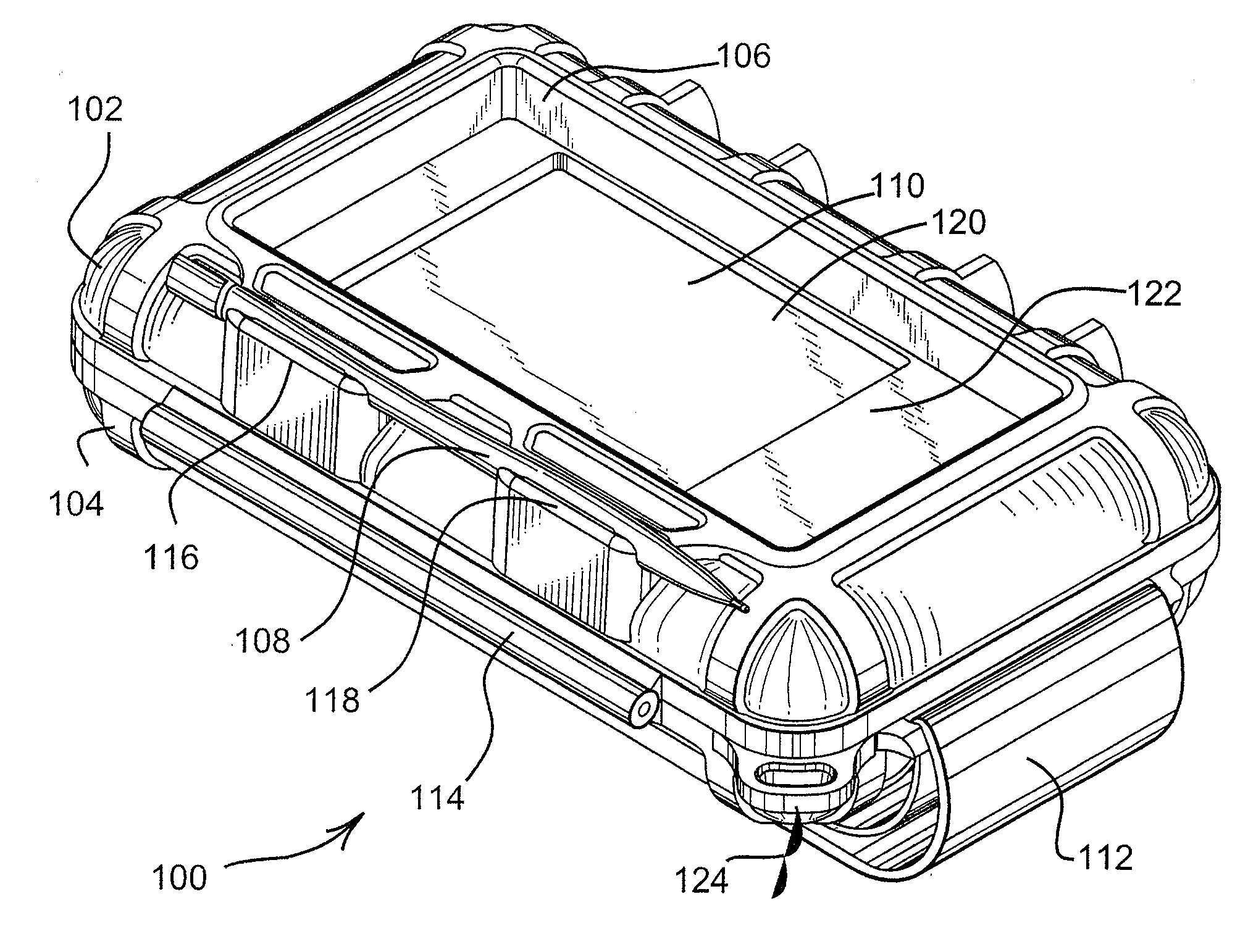 Protective enclosure and watertight adapter for an interactive flat-panel controlled device