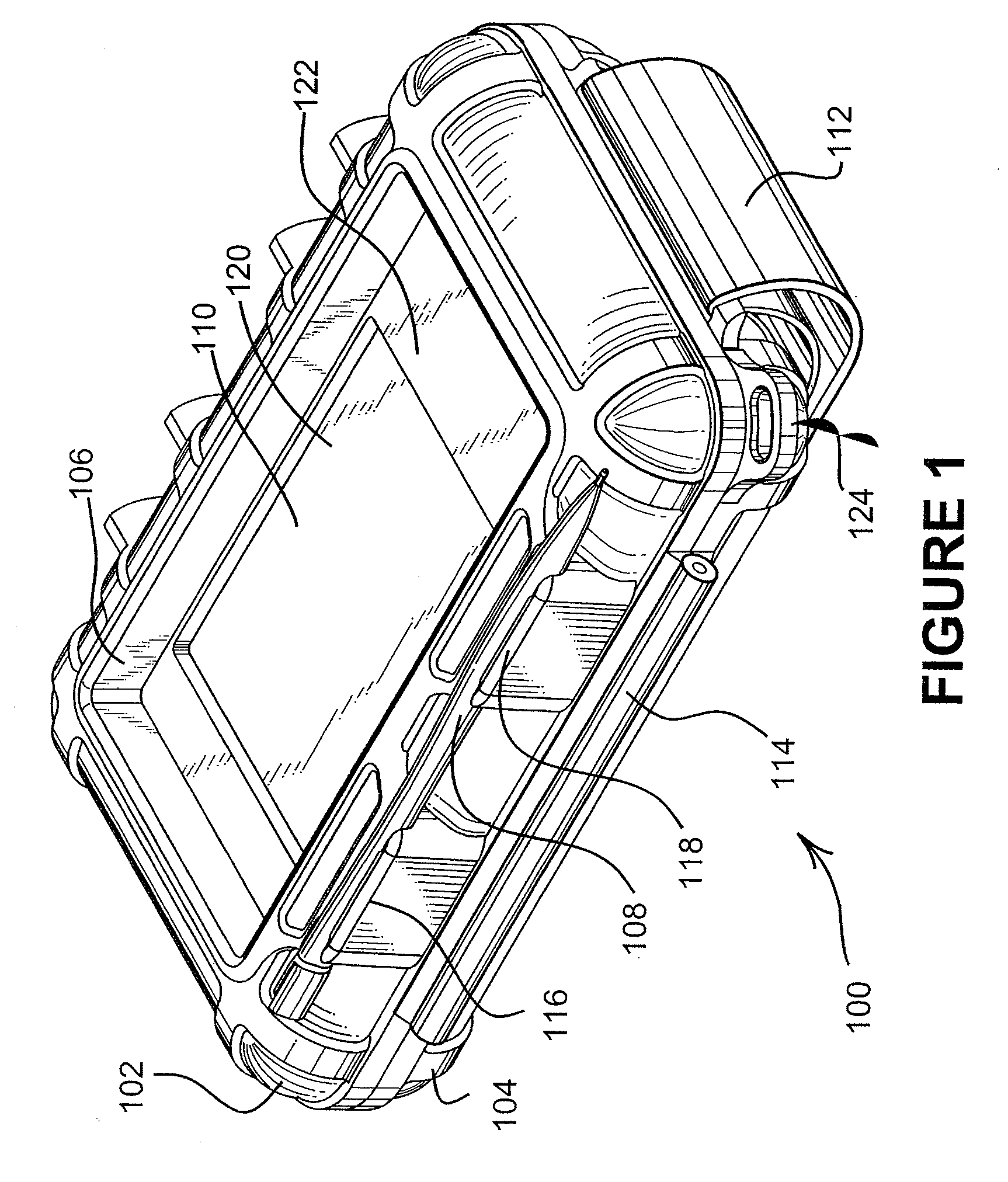 Protective enclosure and watertight adapter for an interactive flat-panel controlled device