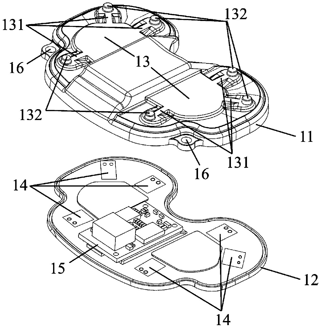 Knee joint soft tissue pressure measuring device, measuring system and measuring method