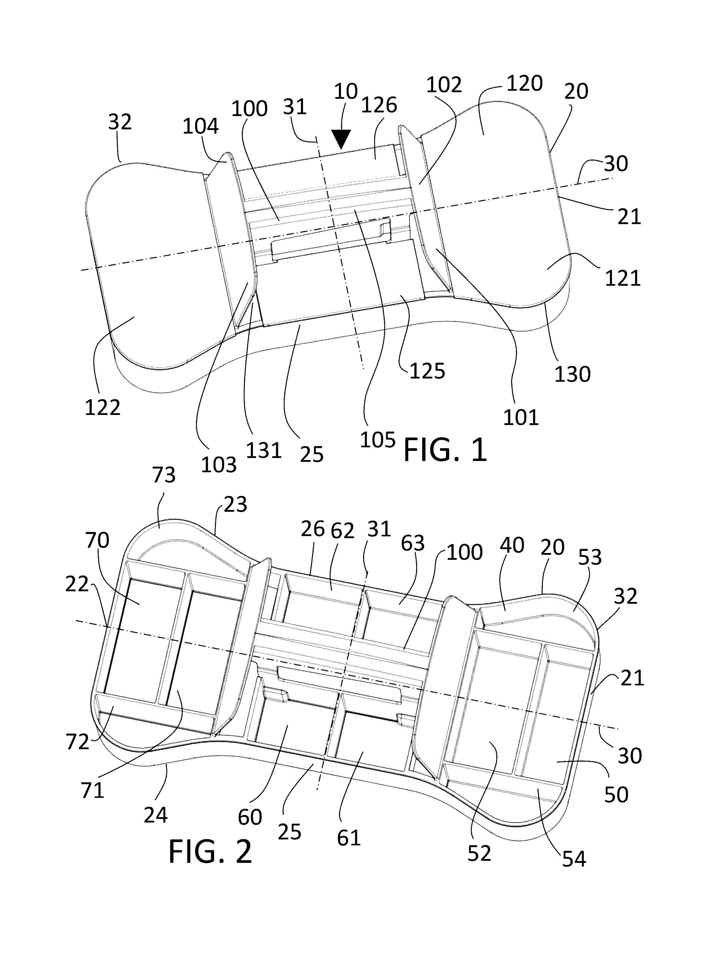 Parts container with storage compartments