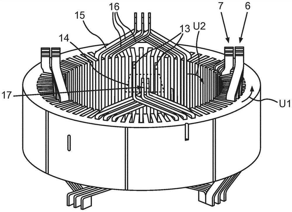 Stator with insulated bar windings for electric motors