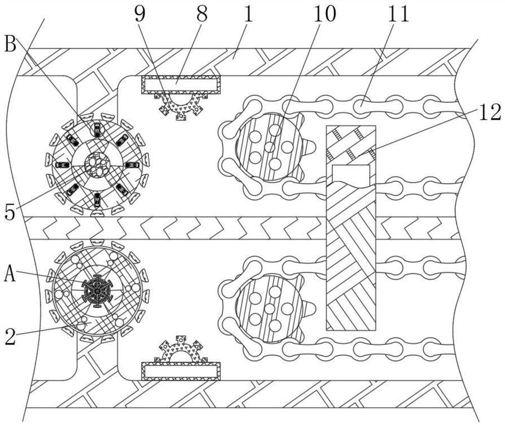 Electromechanical equipment protection device for long steel pipe surface sand blasting treatment