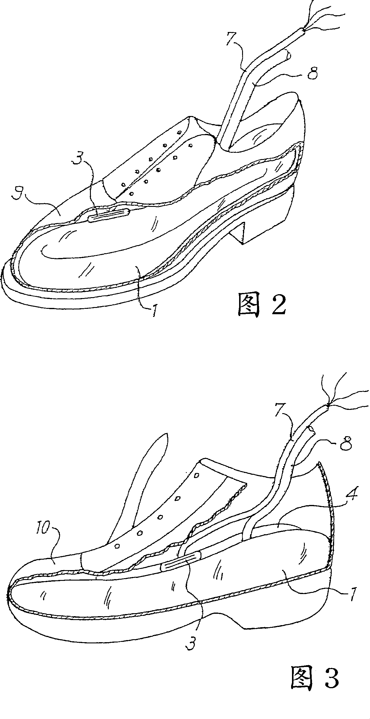 A method and device for inspecting the interior of a footwear